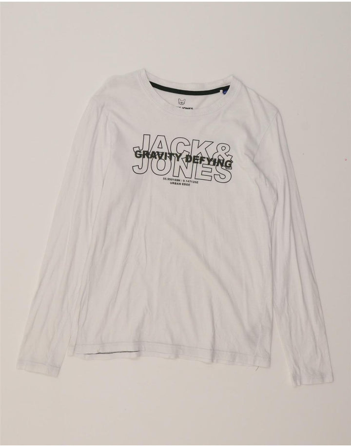 JACK & JONES Boys Graphic Top Long Sleeve 13-14 Years White Cotton