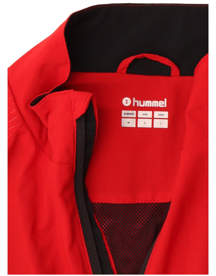 Giacca da tuta grafica da uomo Hummel in poliestere color block rosso medio