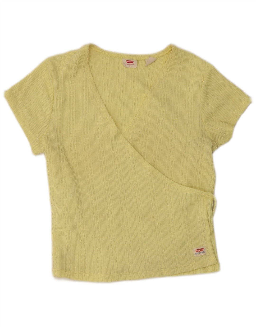 Levi's Donna Crop Wrap Cardigan Top UK 8 Piccolo Cotone Giallo