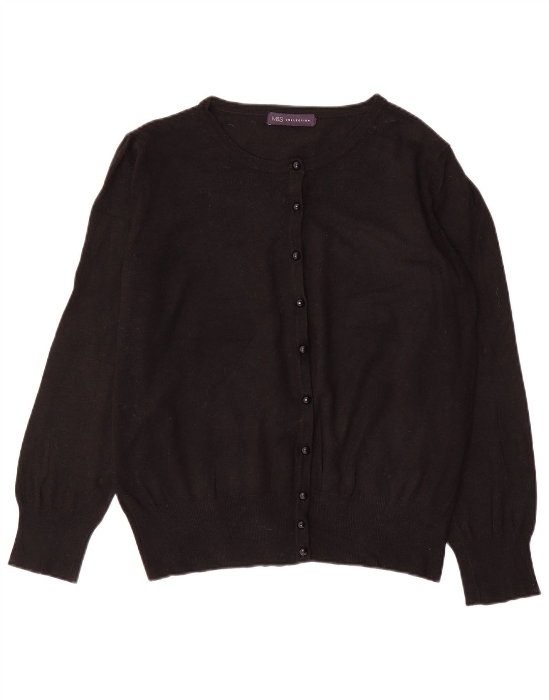MARKS & SPENCER Maglione cardigan corto da donna UK 14 Medio Nero