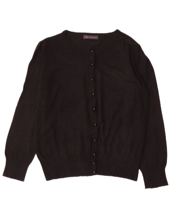 MARKS & SPENCER Maglione cardigan corto da donna UK 14 Medio Nero