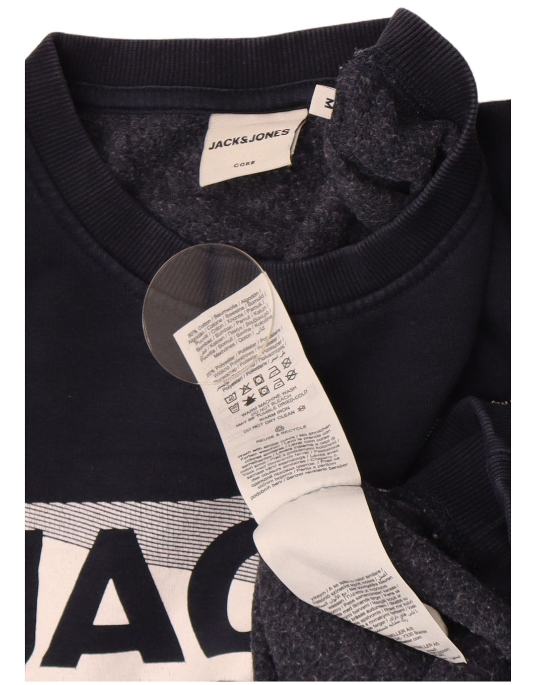 Jack & Jones Felpa con grafica da uomo Maglione medio in cotone blu navy