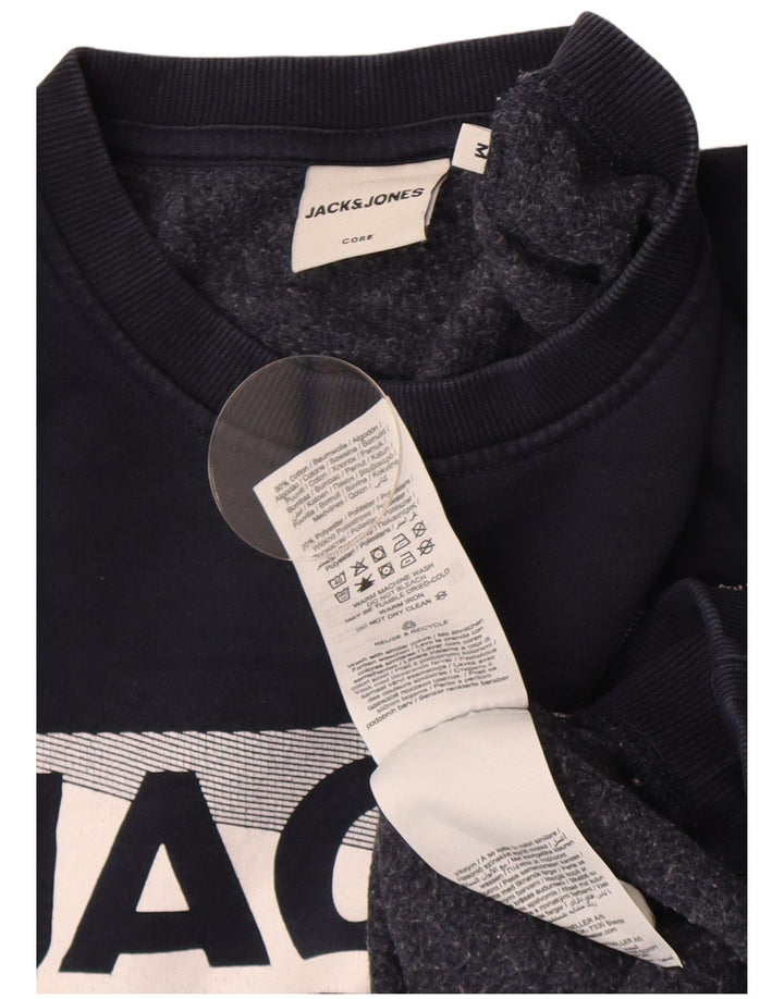 Jack & Jones Felpa con grafica da uomo Maglione medio in cotone blu navy