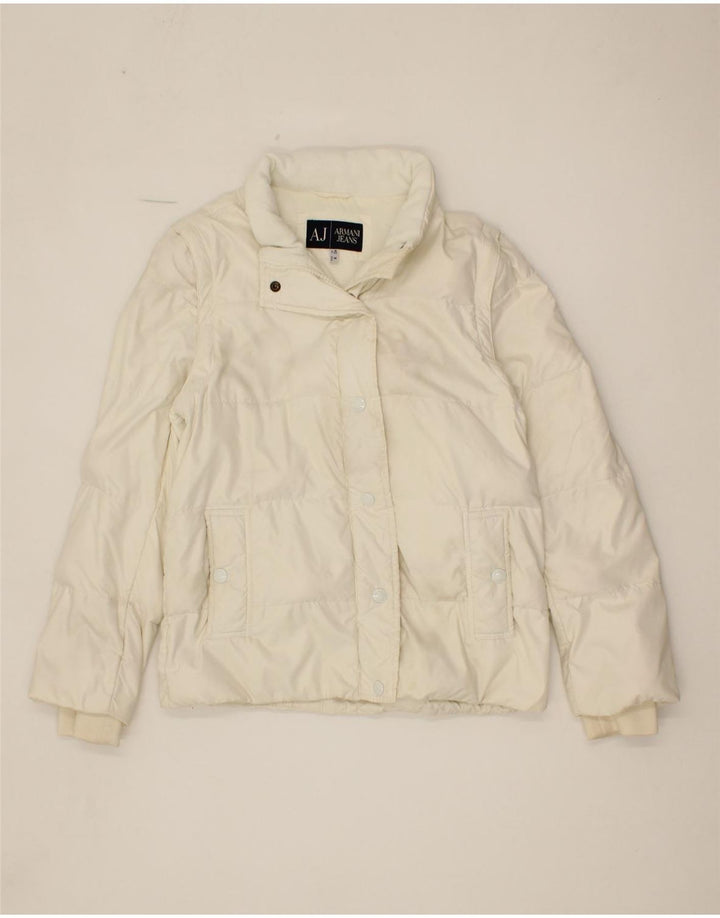 ARMANI JEANS Womens Padded Jacket EU 42 Large White Polyamide Vintage Armani Jeans and Second-Hand Armani Jeans from Messina Hembry 
