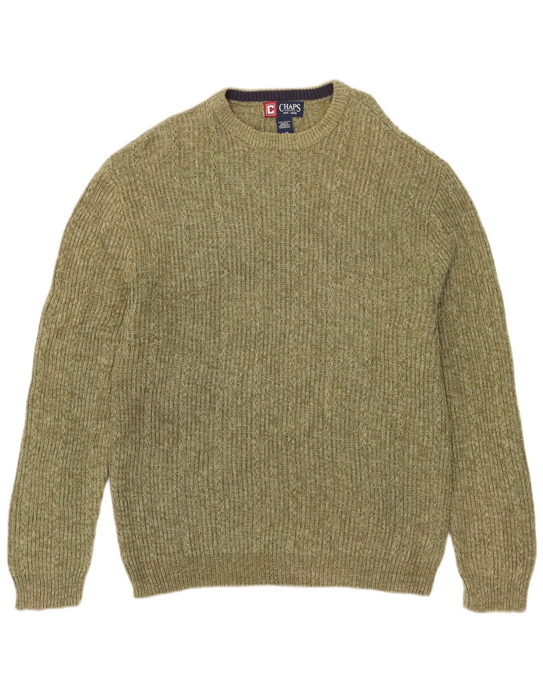 Chaps Uomo Maglione Girocollo Maglione Grande Cotone Maculato Verde