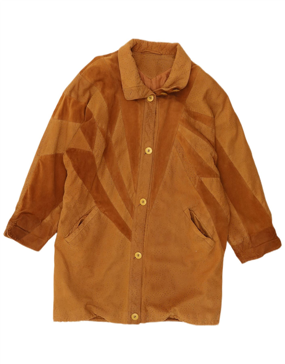 Soprabito in pelle scamosciata da donna Barth UK 16 grande in pelle marrone