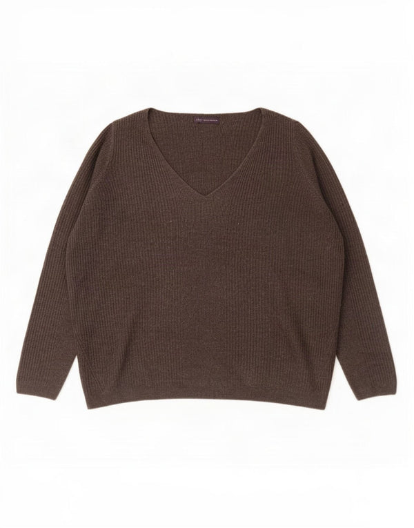Maglione oversize con scollo a V da donna Marks & Spencer UK 20 2XL Grigio