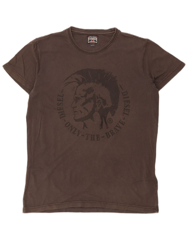 T-shirt grafica da uomo Diesel Top grande in cotone grigio