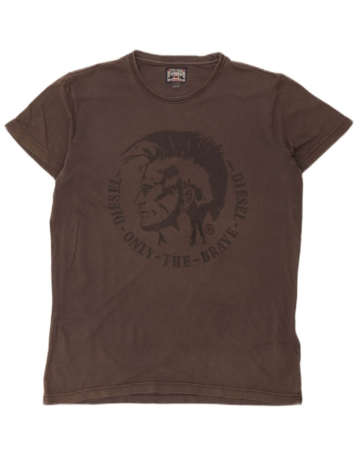T-shirt grafica da uomo Diesel Top grande in cotone grigio