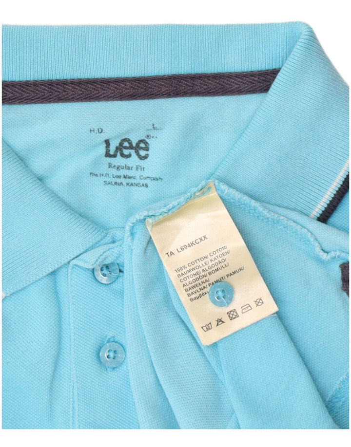 Polo Lee da uomo vestibilità regolare, taglia grande, in cotone blu