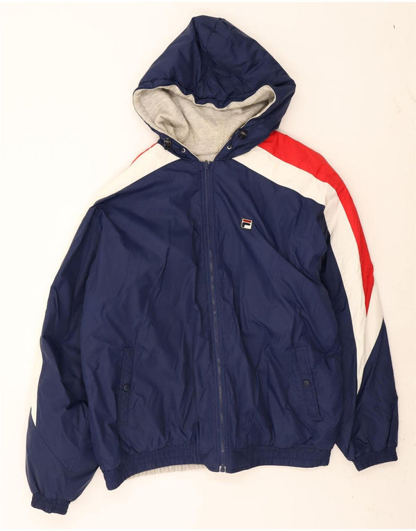 Giacca reversibile con cappuccio da uomo Fila UK 42 XL Blu navy Colourblock in poliammide