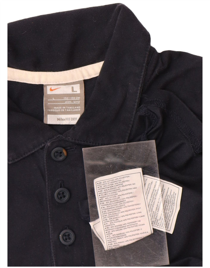 Polo NIKE da ragazzo 12-13 anni Large in cotone color block blu navy