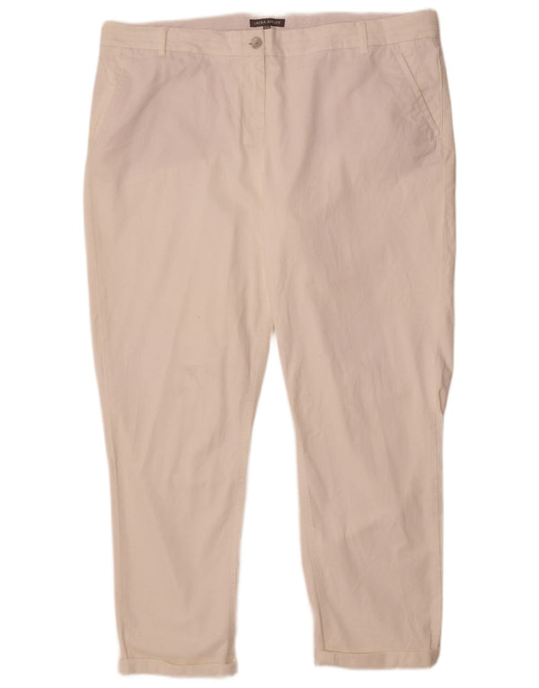 Pantaloni chino dritti da donna Laura Ashley UK 20 2XL W42 L27 Cotone bianco
