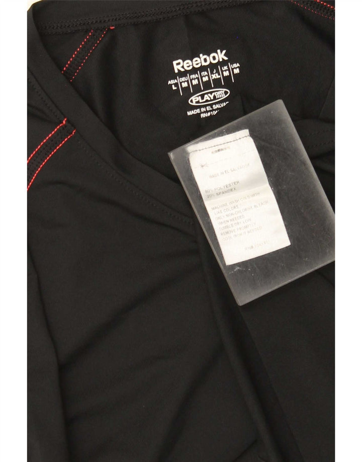 Top Reebok da donna a manica lunga UK 12 Medium Nero Poliestere