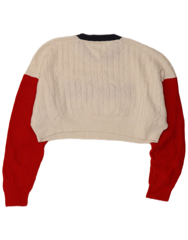 Maglione maglione girocollo con grafica da donna Tommy Hilfiger UK 10 piccolo bianco