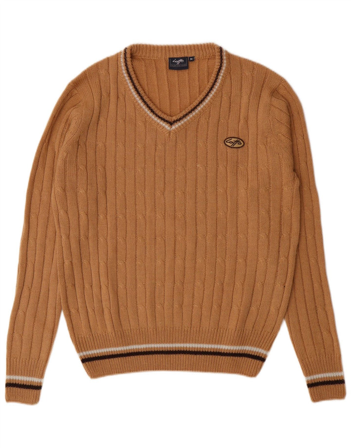 Maglione da uomo con scollo a V Lotto in acrilico marrone medio