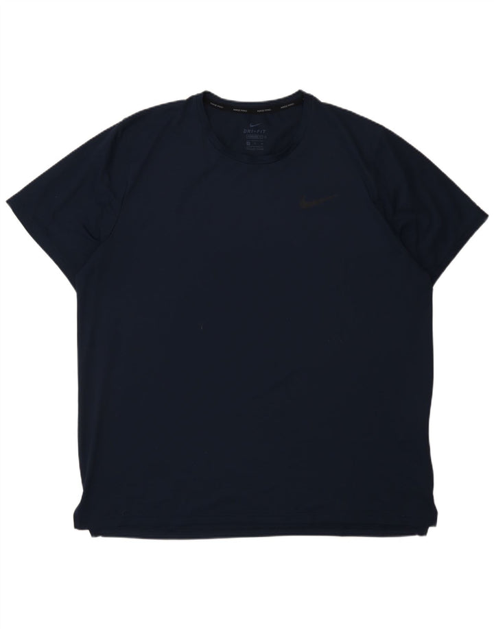T-shirt Nike da uomo Dri Fit vestibilità standard Top XL blu navy poliestere