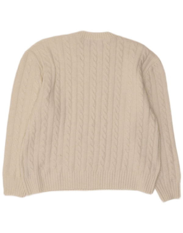 Hollister Maglione girocollo oversize da donna UK 6 XS Poliestere bianco
