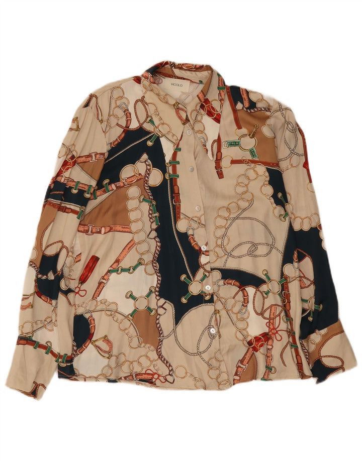 Vicolo Camicia da donna con motivo astratto, camicetta UK 14 media multicolore