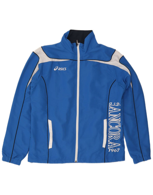 Asics - Giacca da uomo con grafica grafica, giacca grande, in poliestere color block blu