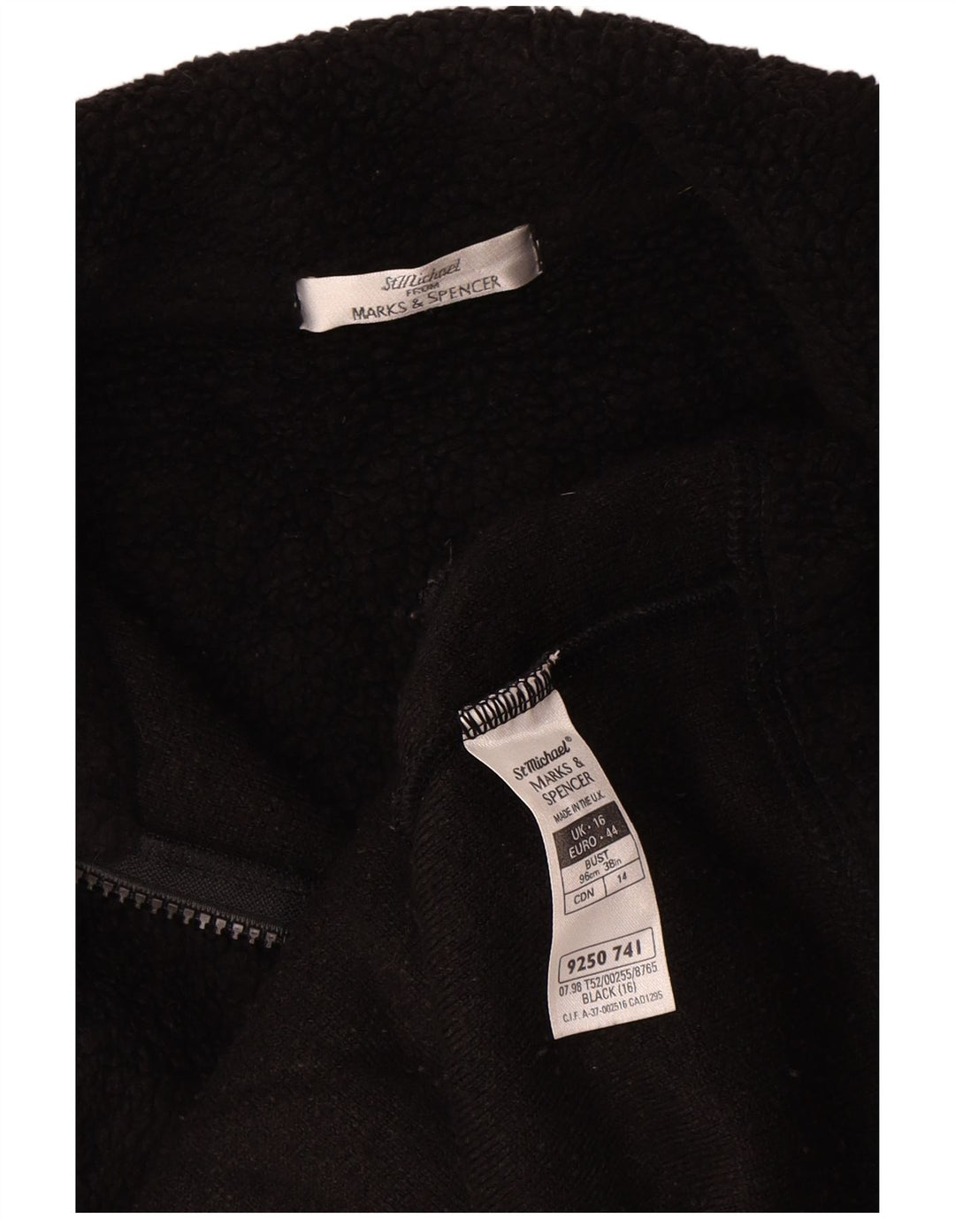 Giacca in pile da donna Marks & Spencer UK 16 grande poliestere nero