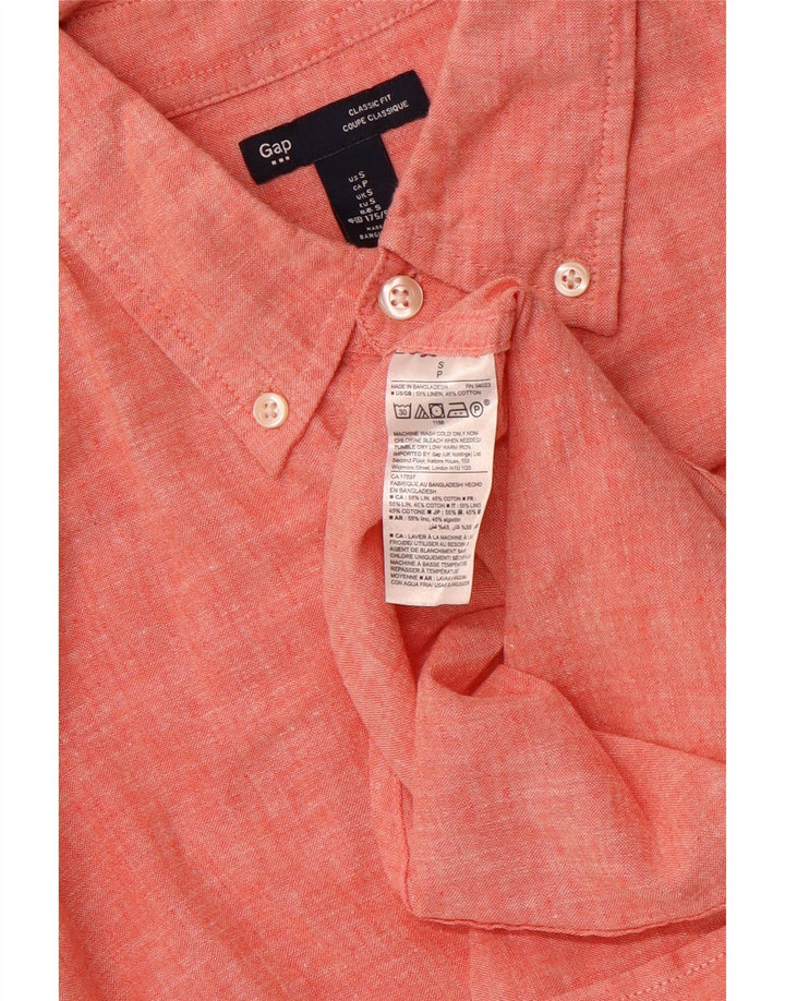 Camicia Gap da uomo a maniche corte vestibilità classica piccola in lino arancione