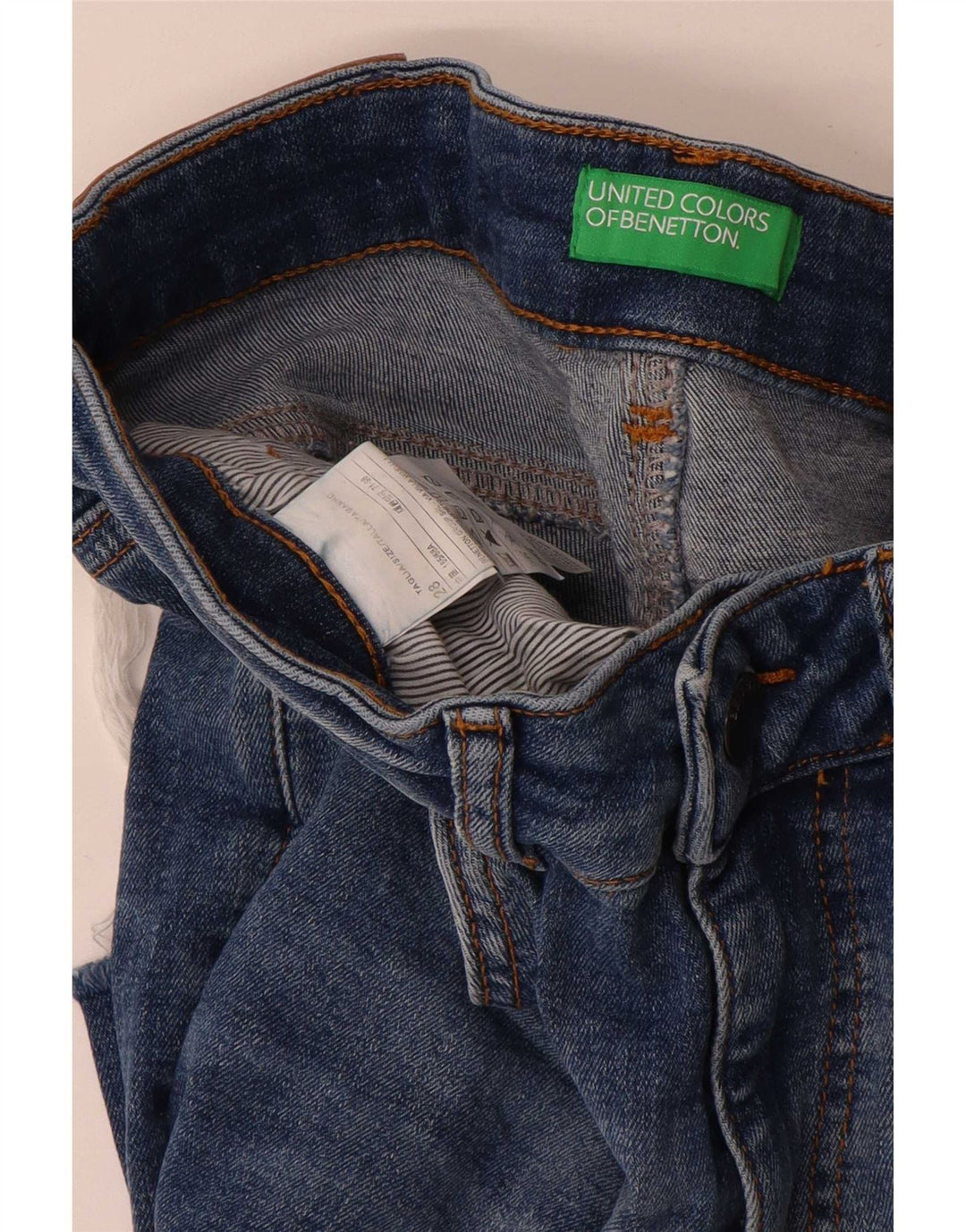 Jeans dritti da donna Benetton W28 L28 cotone blu