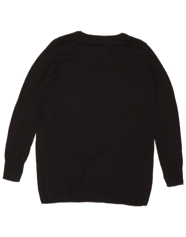 Zara Womens Oversized Crew Neck Jumper Sweater UK 10 Small Black Viscose
