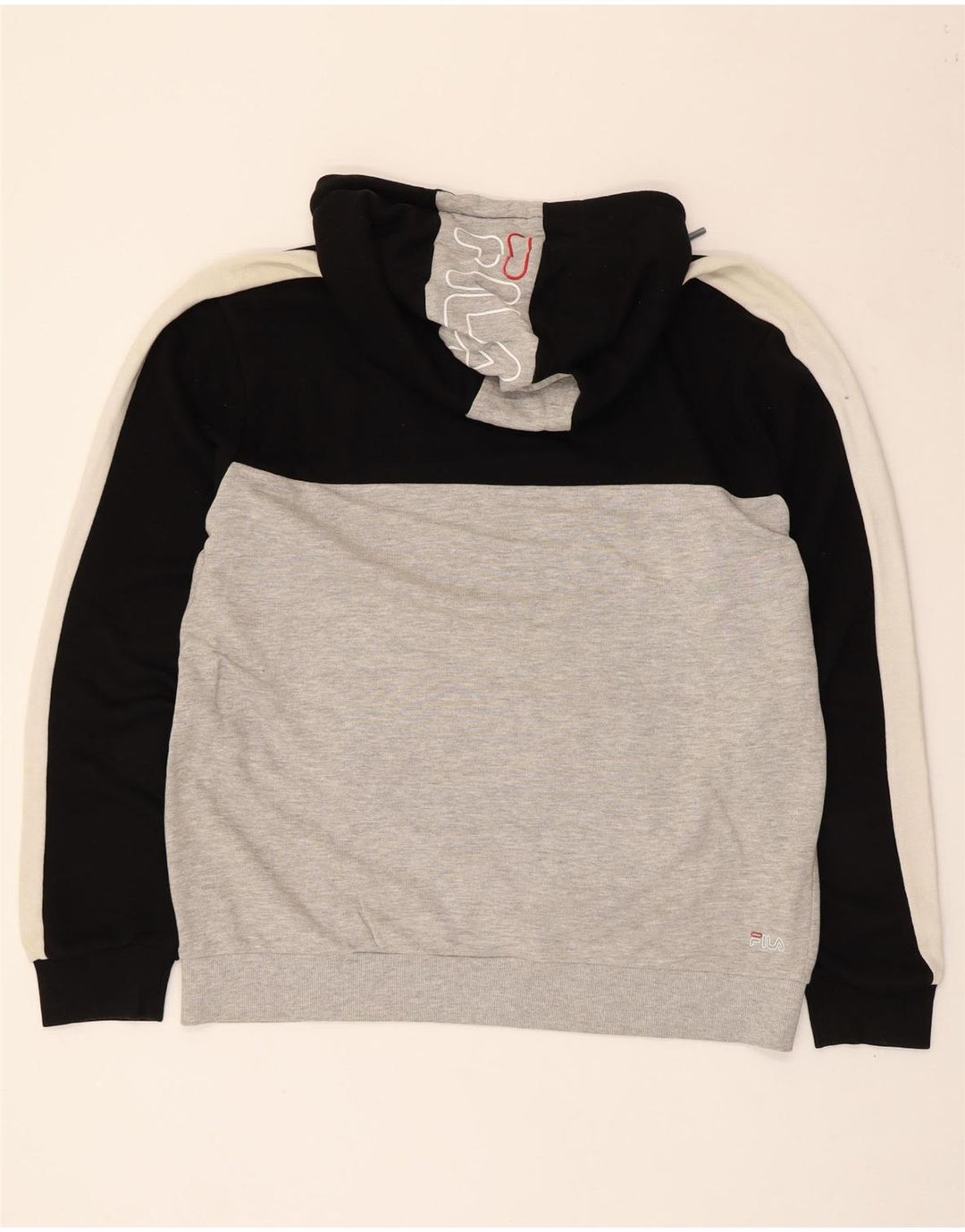 Felpa con cappuccio grafica da uomo Fila Large Grey Colourblock