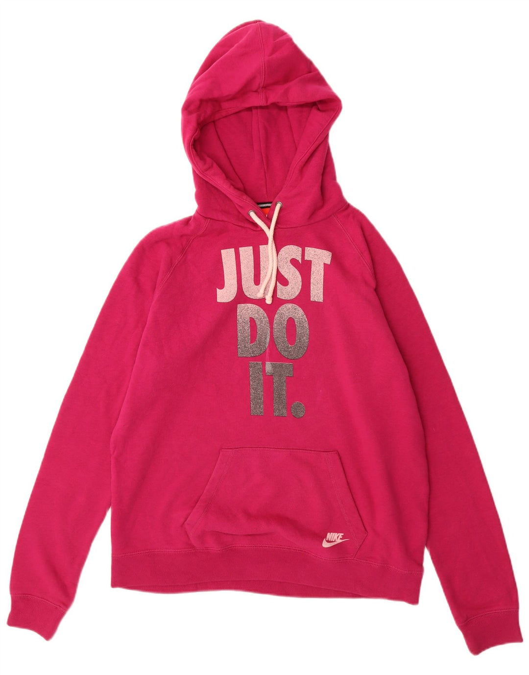 Felpa con cappuccio grafica NIKE da donna UK 16 grande cotone rosa