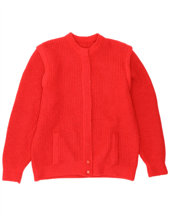 Maglione cardigan da donna vintage UK 16 grande rosso