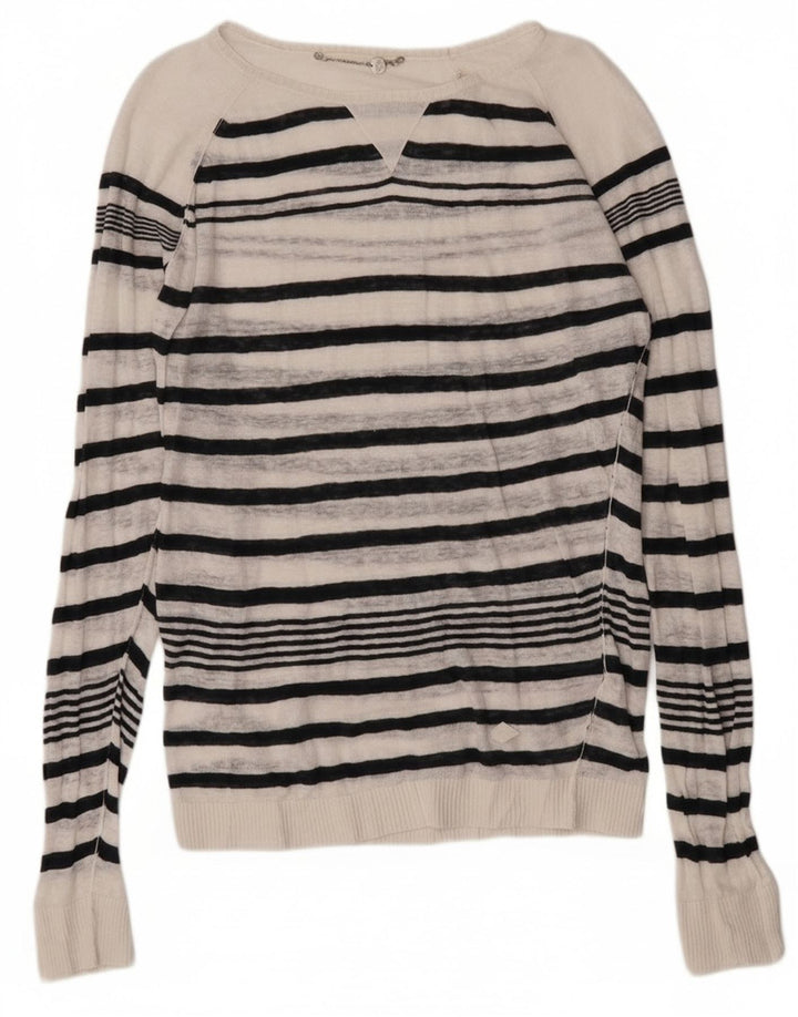 Maglione maglione da donna con scollo a barca Diesel UK 14 a righe bianche medie