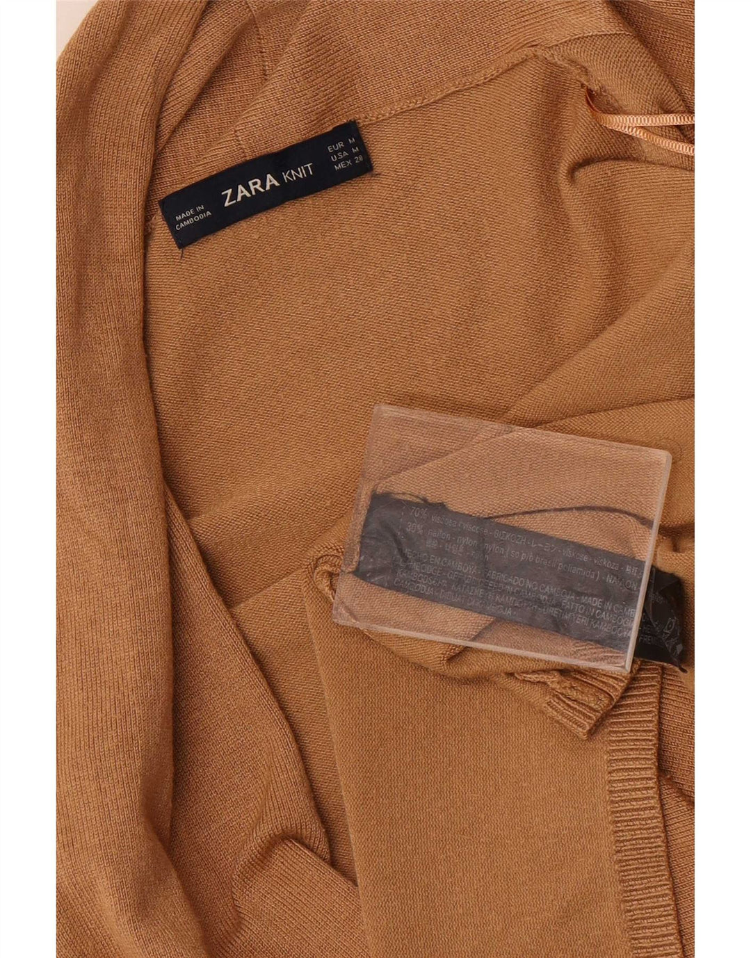 Maglione cardigan da donna Zara UK 12 Viscosa beige medio