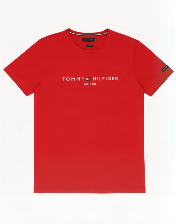 T-shirt grafica da uomo Tommy Hilfiger Top grande in cotone rosso