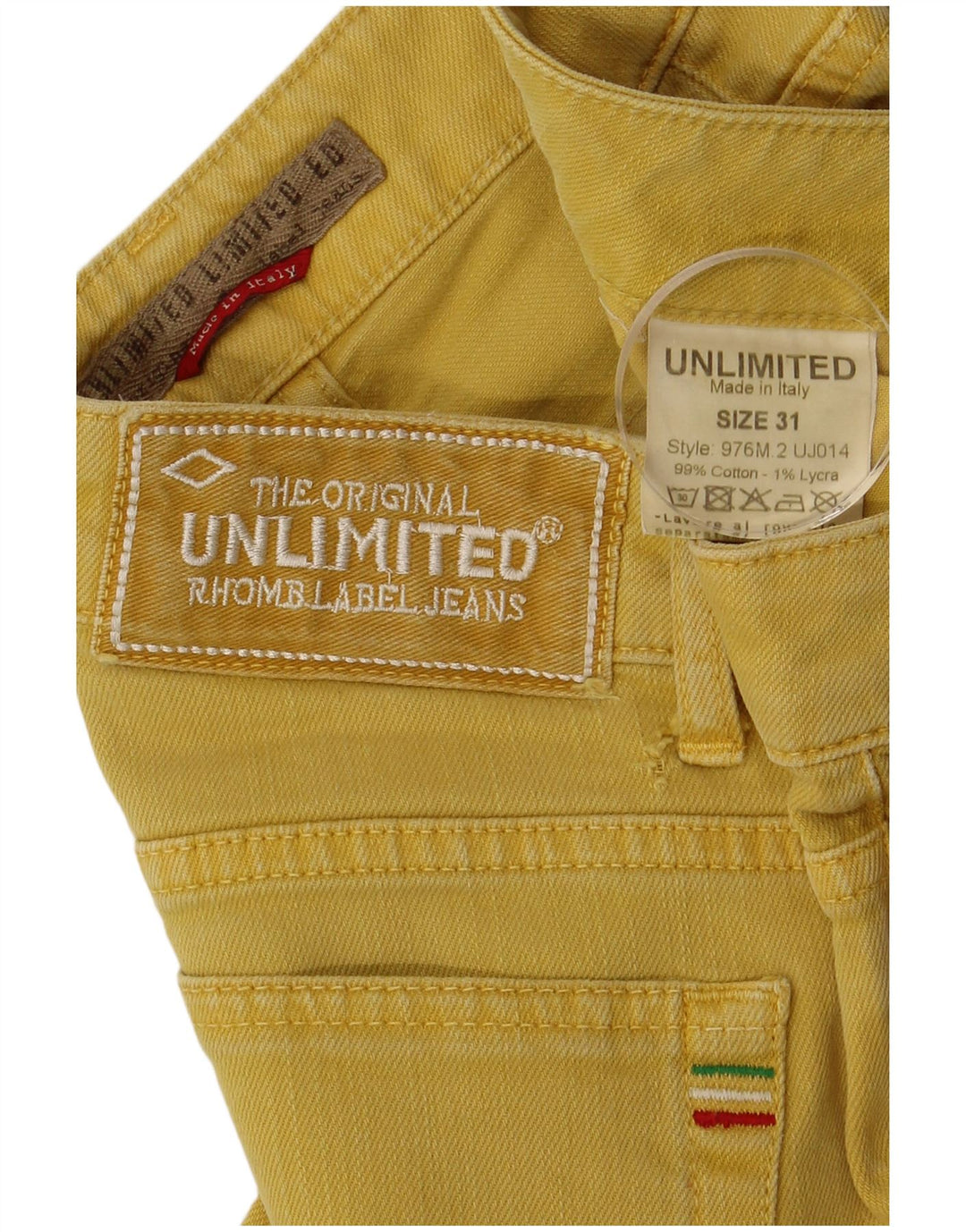 Jeans cropped da uomo UNLIMITED W31 L25 cotone giallo