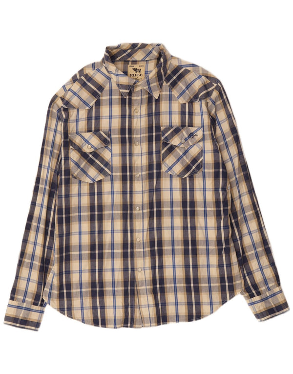 Camicia da uomo Rifle XL in cotone a quadri blu navy