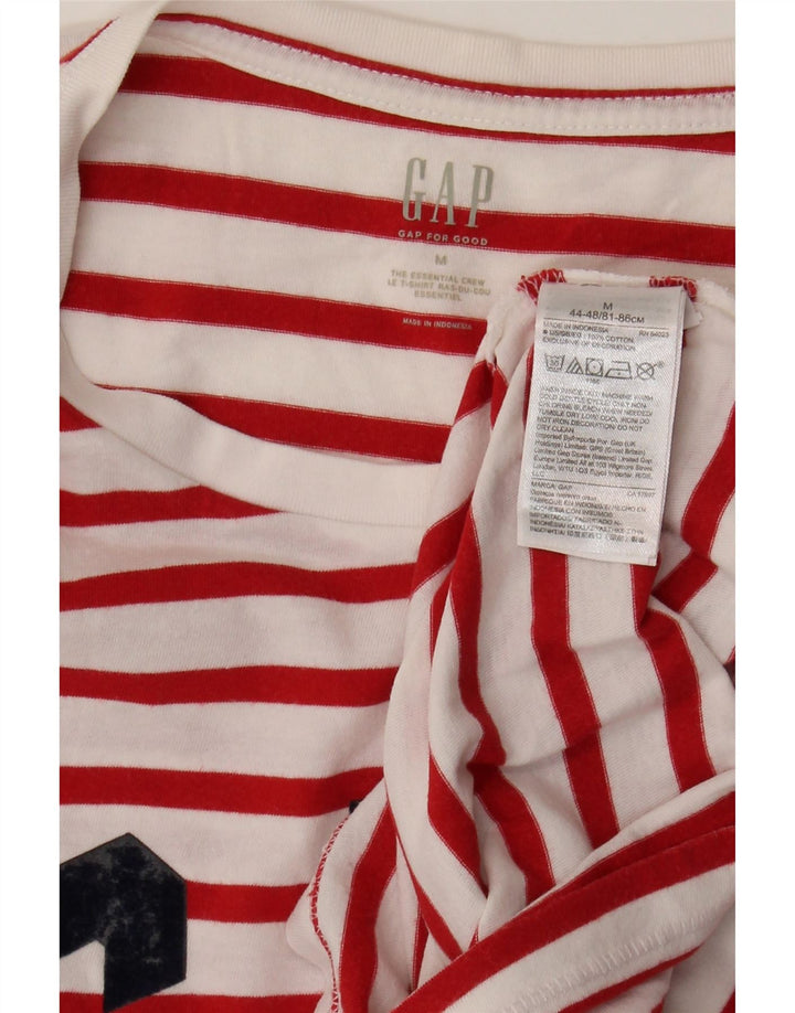 Gap T-shirt grafica da donna Top UK 14 Cotone a righe rosse medie