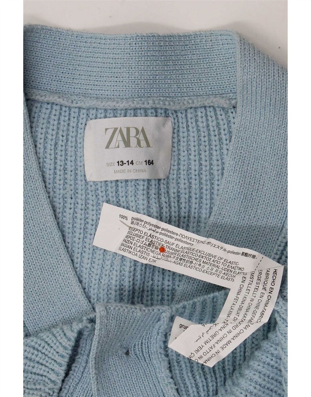 Maglione cardigan corto per ragazze Zara 13-14 anni in poliestere blu
