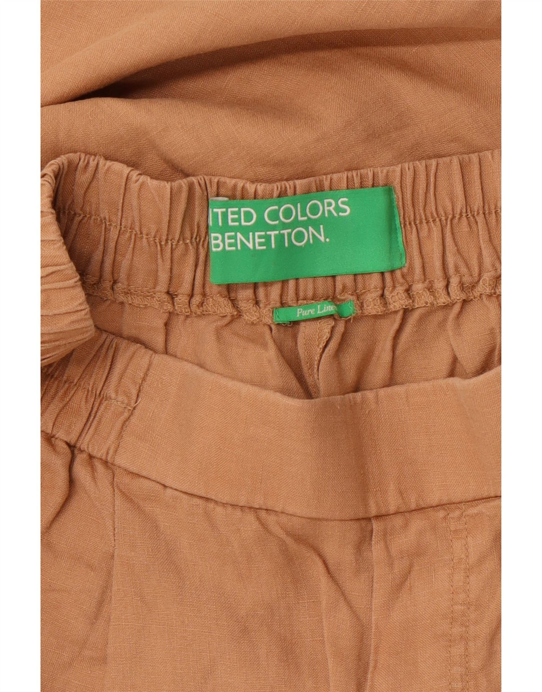 Pantaloni Capri affusolati da donna Benetton W27 L20 Lino beige