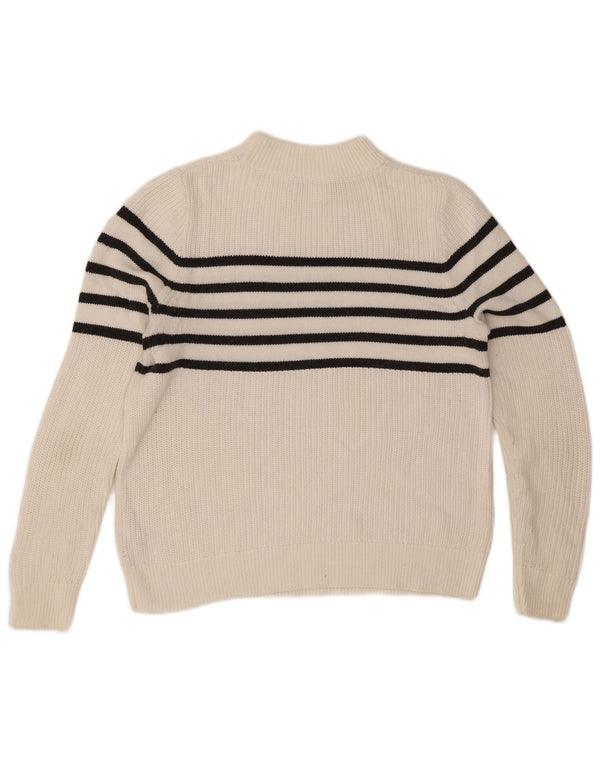 MINT VELVET Maglione da donna con collo dolcevita UK 10 Piccolo a righe bianche