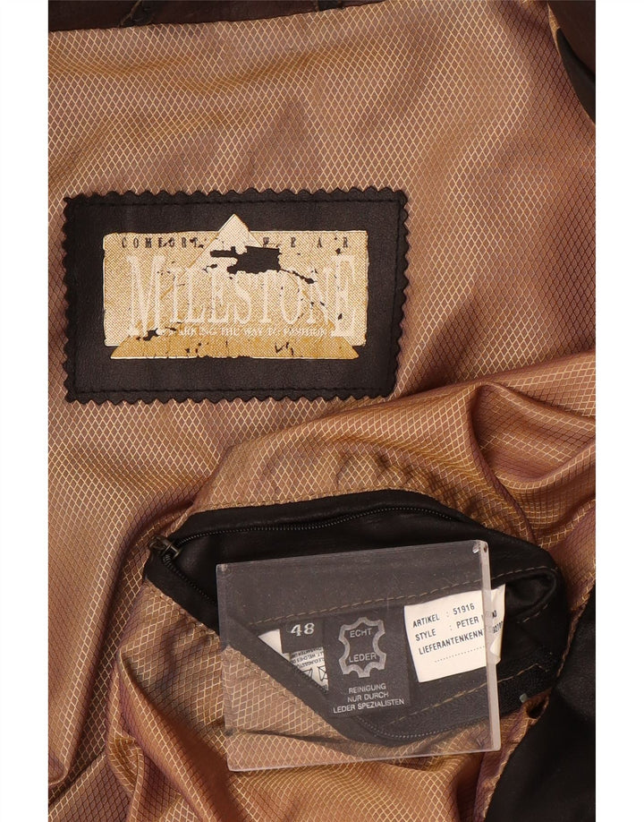 Giacca in pelle da uomo Milestone UK 48 4XL Pelle color block marrone