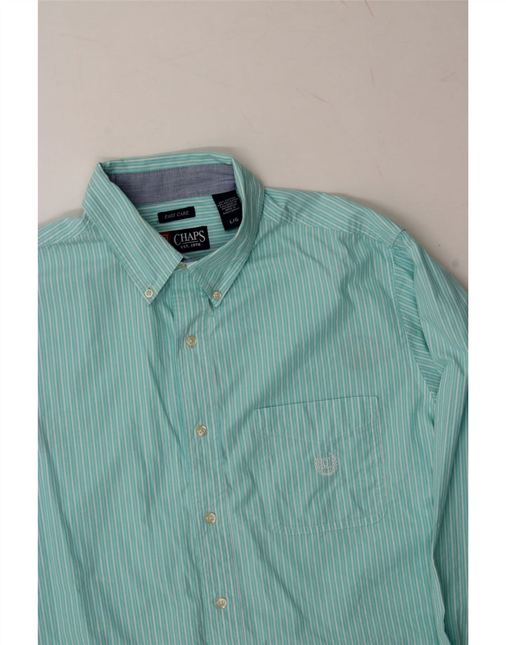 CHAPS Mens Shirt Large Turquoise Pinstripe Cotton Vintage Chaps and Second-Hand Chaps from Messina Hembry 