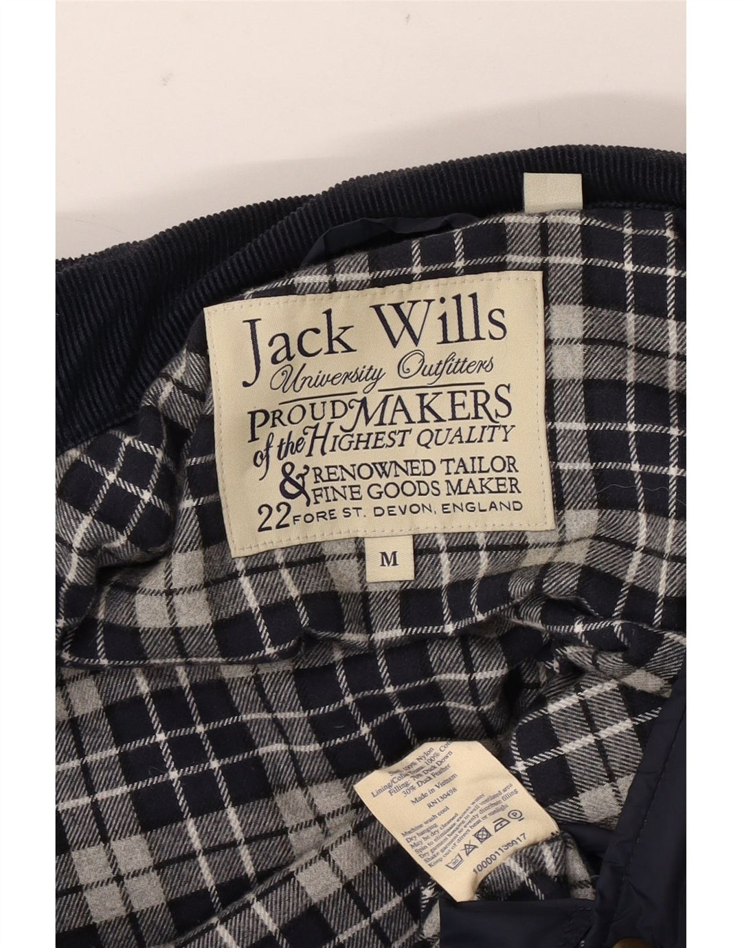 Gilet imbottito da uomo Jack Wills UK 38 medio in nylon blu navy
