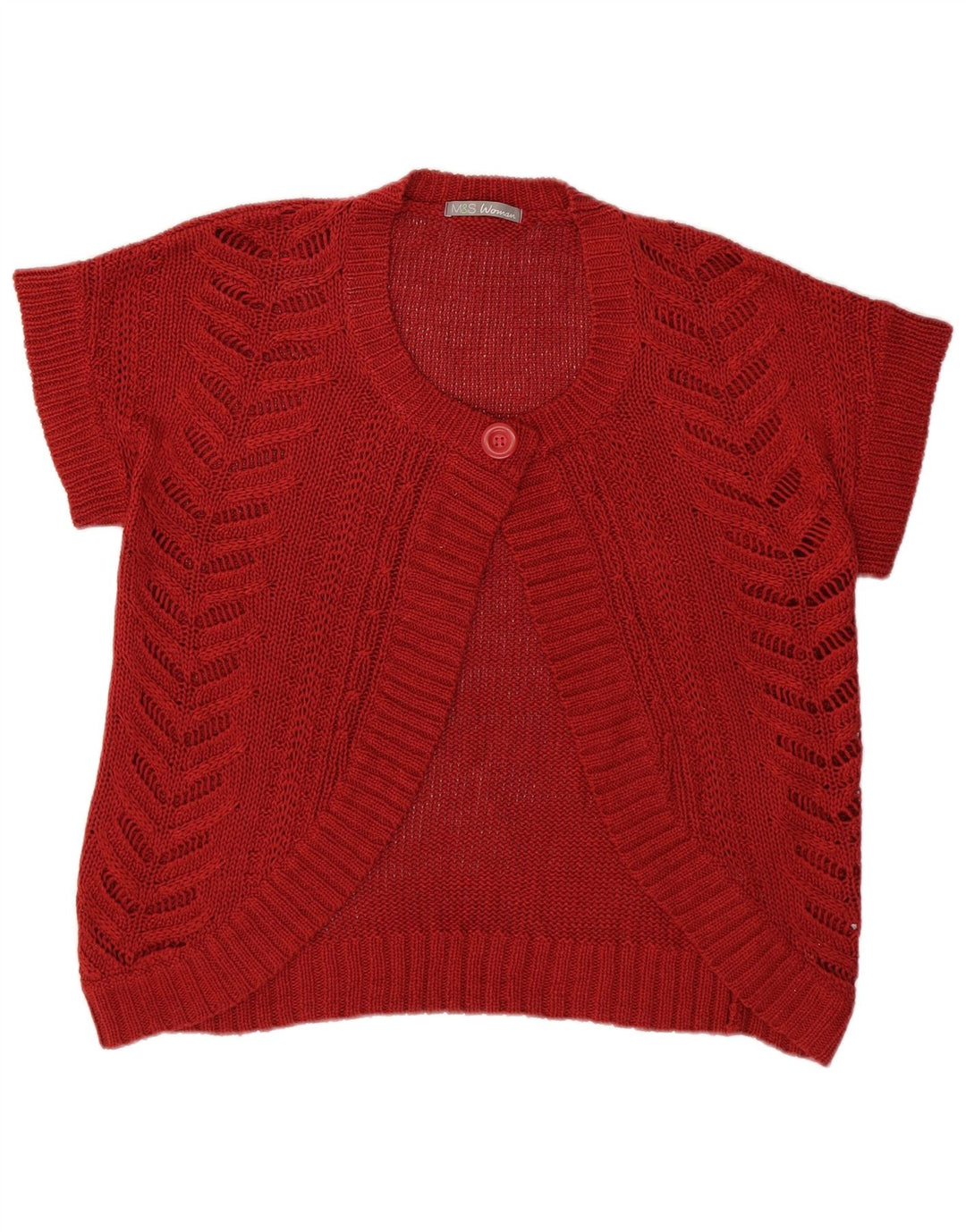 Maglione cardigan a maniche corte da donna Marks & Spencer UK 14 grande rosso