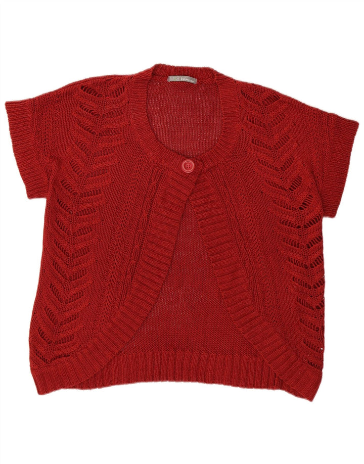 Maglione cardigan a maniche corte da donna Marks & Spencer UK 14 grande rosso