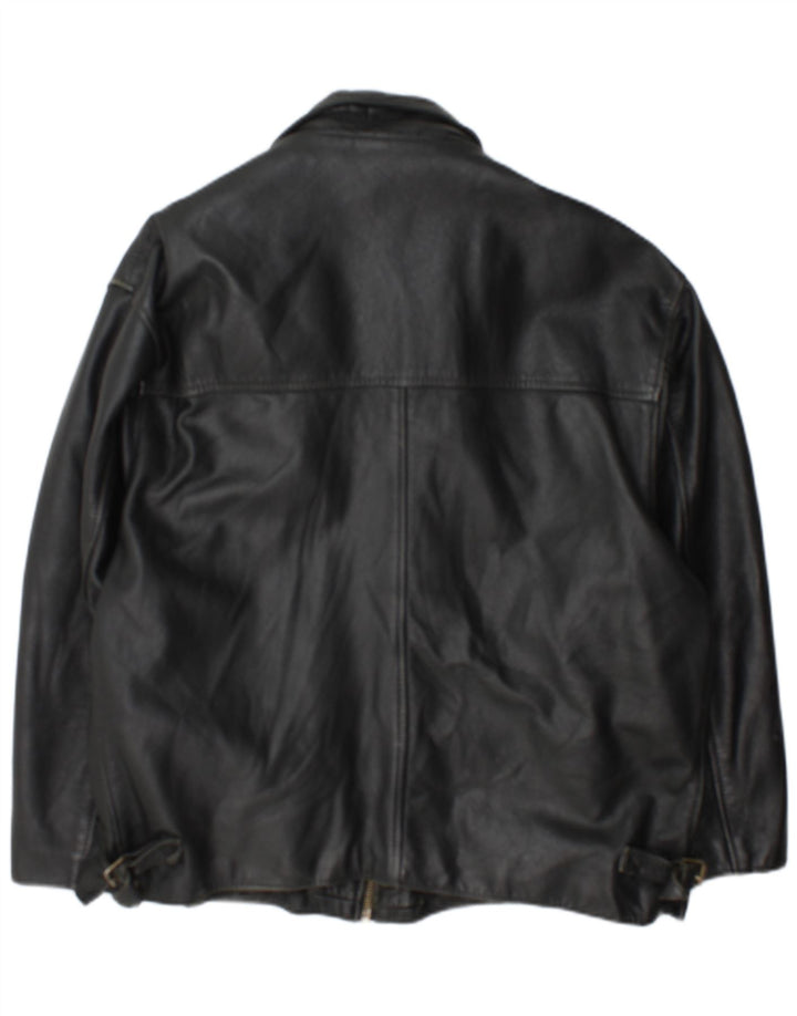 Giacca in pelle vintage da uomo UK 42 XL nera