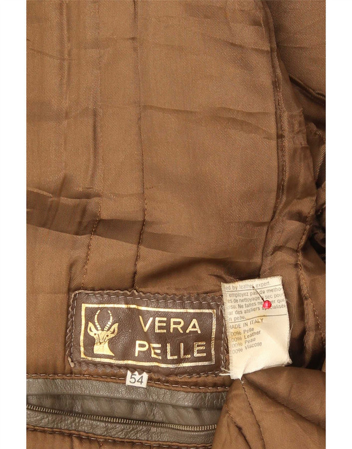 Giacca in pelle vintage da uomo IT 54 2XL Marrone
