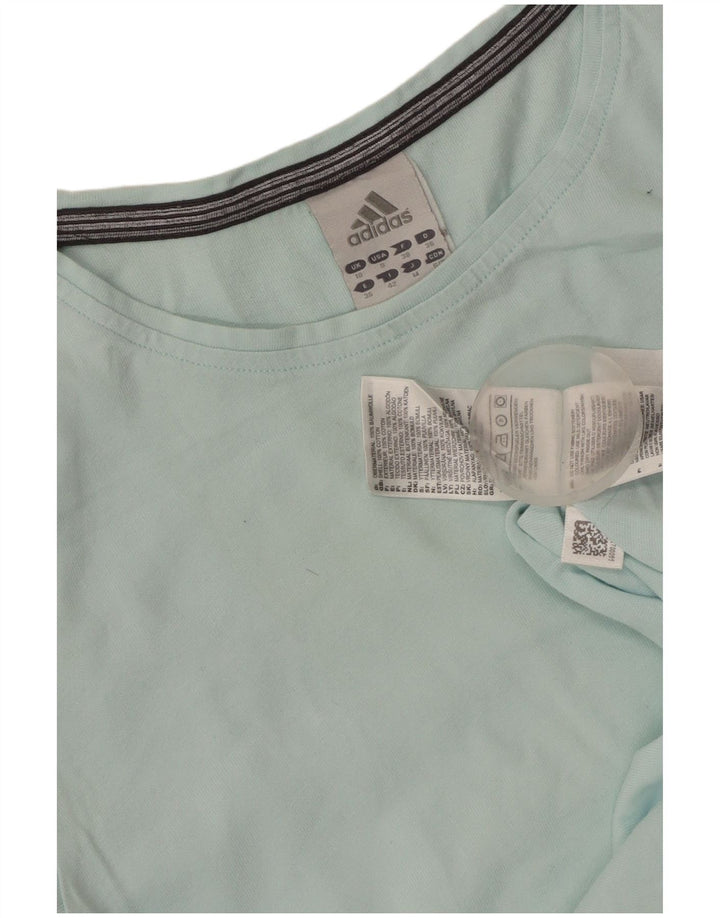 Top ADIDAS da donna a manica lunga UK 10 piccolo cotone blu