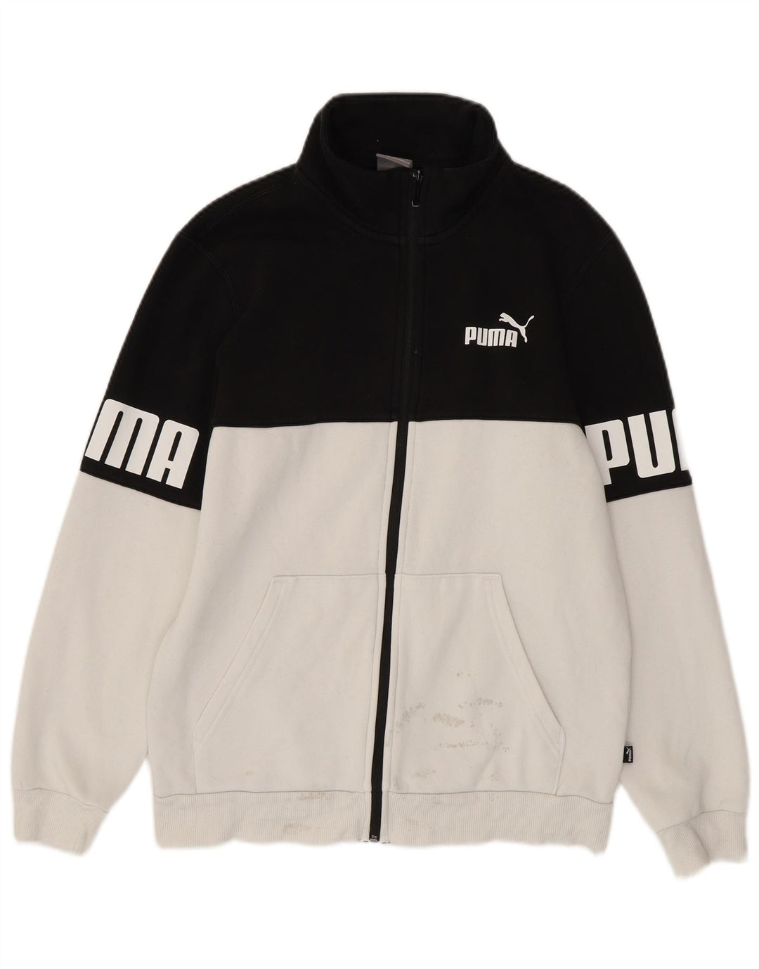 Giacca da ginnastica con grafica PUMA da uomo, piccola, in cotone color block bianco