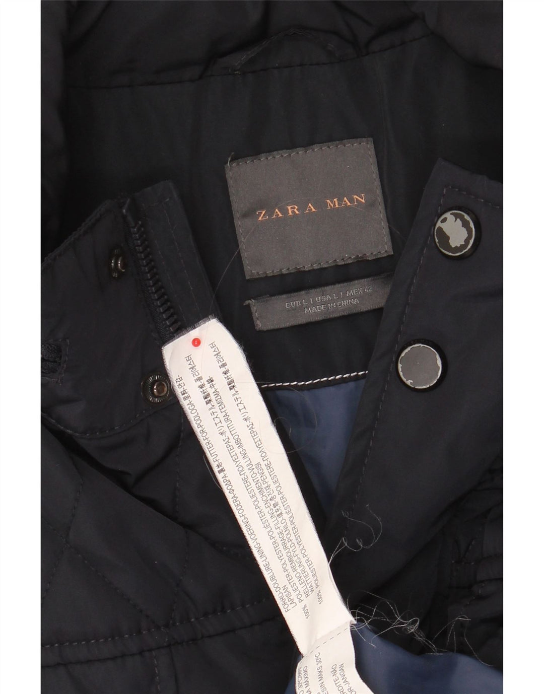 ZARA Mens Quilted Gilet UK 40 Large Navy Blue Polyester Vintage Zara and Second-Hand Zara from Messina Hembry 